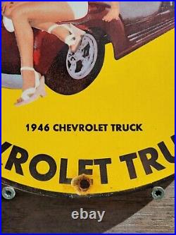 Vintage Chevrolet Porcelain Sign Gas Car Truck Dealer Signage Motor Oil Service