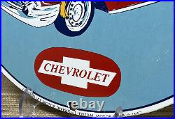 Vintage Chevrolet Porcelain Sign General Motors Dealership Gas Oil Ford Mopar