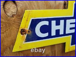 Vintage Chevrolet Porcelain Sign Truck Bowtie Emblem Gas Oil 20 Used Car Dealer