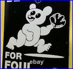 Vintage Chicago Cubs Porcelain Stadium Sign Gas Oil Nbl Foul Baseball Bears