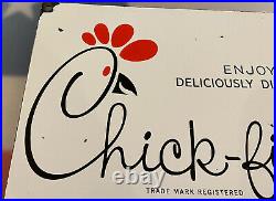 Vintage Chick-fil-a Porcelain Sign, Pump Plate, Oil, Grocery Store, Mcdonalds