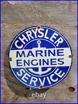 Vintage Chrysler Service Porcelain Sign Boat Marine Engine Gas Motor Oil Sales