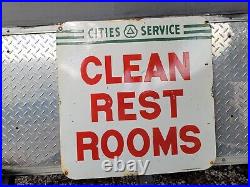 Vintage Cities Services Porcelain Sign Gas Station Restroom Toilet Oil Veribrite