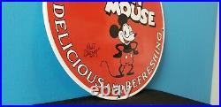Vintage Coca Cola Porcelain Mickey Mouse Gasoline & Oil Pump Plate Sign