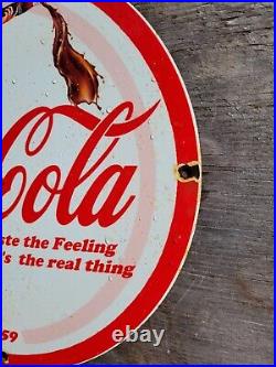 Vintage Coca Cola Porcelain Sign Coke Bottle Soda Beverage Gas Oil Service