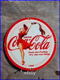 Vintage Coca Cola Porcelain Sign Coke Bottle Soda Beverage Gas Oil Service
