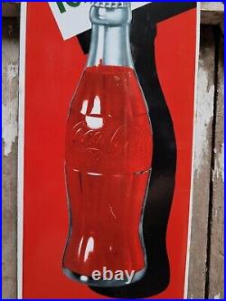 Vintage Coca Cola Porcelain Sign Old Coke Beverage Advertising Gas Station Food
