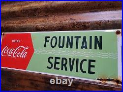 Vintage Coca Cola Porcelain Sign Old Coke Beverage Advertising Soda Pop Gas Oil