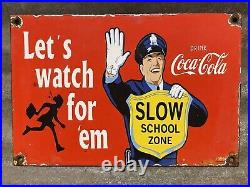 Vintage Coca Cola Porcelain Sign Soda Delivery Truck Ice Cola Pop Drink Gas Oil