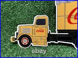 Vintage Coca Cola Porcelain Sign Soda Delivery Truck Ice Cols Pop Drink Gas Oil