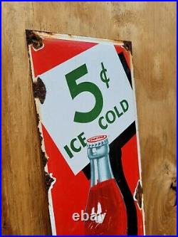 Vintage Coke Porcelain Sign Gas Oil Coke Soda Advertising Soft Drink Food Store