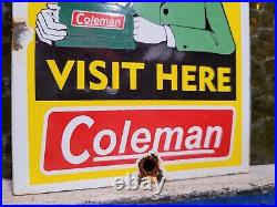 Vintage Coleman Porcelain Sign Oil Gas Lantern Lamp Camping Cabin Battery Park
