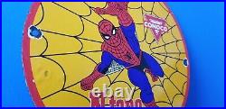 Vintage Conoco Porcelain Spider Man Gasoline Superhero Comic Ntane Oil Rack Sign