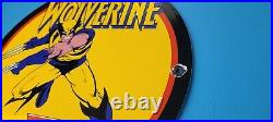 Vintage Conoco Porcelain Wolverine Gasoline Superhero Comic Book Oil Rack Sign