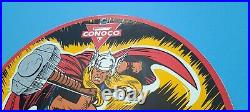 Vintage Conoco Thor Gas Porcelain N-tane Gasoline And Oil Comic Pump Plate Sign