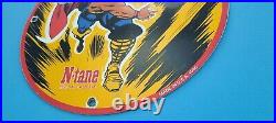 Vintage Conoco Thor Gas Porcelain N-tane Gasoline And Oil Comic Pump Plate Sign