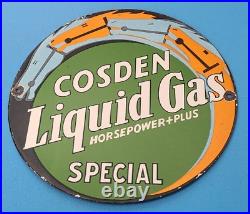 Vintage Cosden Gasoline Porcelain Liquid Gas Oil Service Station Pump Plate Sign