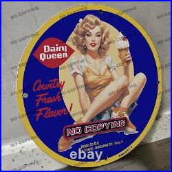 Vintage Dairy Queen Creamery Porcelain Sign Gas Oil Ice Cream Milk Cattle Shop
