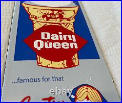 Vintage Dairy Queen Porcelain Sign Milk Gas Blizzard Dilly Bar Ice Cream Cake