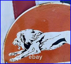 Vintage Dated 1933 Lion Gasoline Porcelain Service Gas Sign