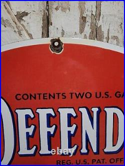 Vintage Defender Motor Oil Porcelain Sign 30 Big Pennsylvania Petroleum Company