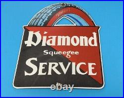 Vintage Diamond Service Porcelain Tires Gas Station Pump Plate Automobile Sign