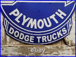 Vintage Dodge Plymouth Porcelain Sign 30 Dealer Truck Car Sales Gas Oil Service