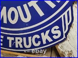 Vintage Dodge Plymouth Porcelain Sign 30 Dealer Truck Car Sales Gas Oil Service