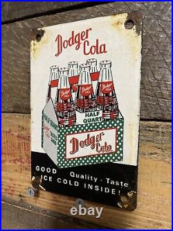 Vintage Dodger Cola Porcelain Sign Gas & Oil Soda Beverage Palm Push Restaurant