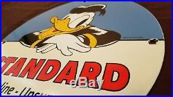 Vintage Donald Duck Porcelain Walt Disney Standard Gas Oil Service Station Sign