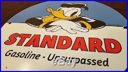 Vintage Donald Duck Porcelain Walt Disney Standard Gas Oil Service Station Sign