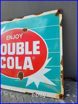 Vintage Double Cola Porcelain Sign Old Soda Beverage Advertising Food Gas Oil