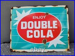 Vintage Double Cola Porcelain Sign Old Soda Beverage Advertising Food Gas Oil