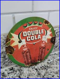 Vintage Double Cola Soda Porcelain Sign Pop Beverage Advertising Gas Motor Oil