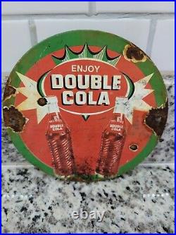 Vintage Double Cola Soda Porcelain Sign Pop Beverage Advertising Gas Motor Oil