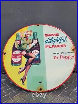 Vintage Dr Pepper Porcelain Sign Soda Beverage Delicious Flavor Gas Oil Service