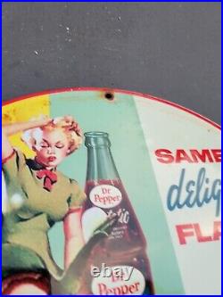 Vintage Dr Pepper Porcelain Sign Soda Beverage Delicious Flavor Gas Oil Service