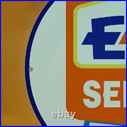 Vintage E-z Service Porcelain Gas Auto Wrench Service Station Pump Plate Sign
