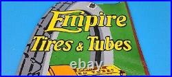 Vintage Empire Tires & Tubes Porcelain Gas Oil Automobile Service Pump Sign