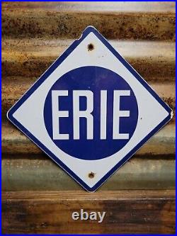 Vintage Erie Porcelain Sign Train Railroad Railway Transit Lube Gas Oil Service