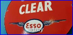 Vintage Esso Gasoline Porcelain Aviation Gas Service Station Airplane Fuel Sign