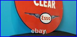Vintage Esso Gasoline Porcelain Aviation Gas Service Station Airplane Fuel Sign