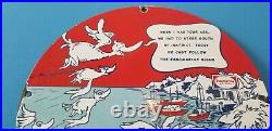 Vintage Esso Gasoline Porcelain Dr Seuss Service Station Pump Plate Sign