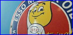 Vintage Esso Gasoline Porcelain Extra Clean Gas Oil Service Station Pump Sign