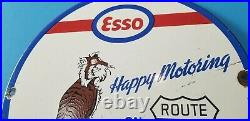 Vintage Esso Gasoline Porcelain Happy Motor Route 66 Service Station Pump Sign