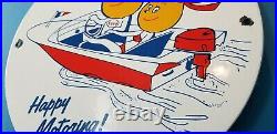 Vintage Esso Gasoline Porcelain Marine Happy Motoring Service Station Pump Sign