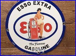 Vintage Esso Gasoline Porcelain Sign Gas Station Sign Gas & Oil Sign 12