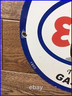 Vintage Esso Gasoline Porcelain Sign Gas Station Sign Gas & Oil Sign 12