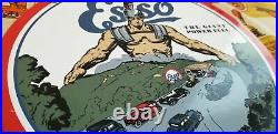 Vintage Esso Gasoline Porcelain Standard Oil Co Gas Service Station Pump Ad Sign