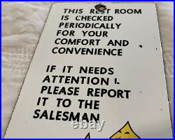 Vintage Esso Porcelain Rest Room Sign Gas Station Service Motor Oil Gasoline